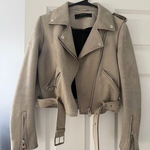 Zara tan suede moto jacket